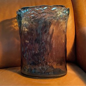 Glass texture statement oval vase home accent blue green gray European Spain